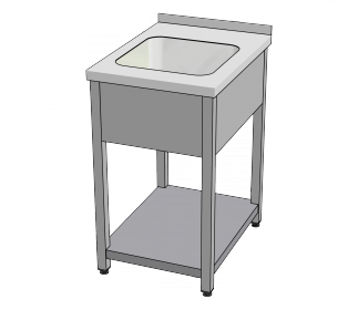 KSVIP - Mycí stůl s lisovaným dřezem a policí