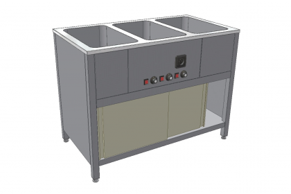 KRNL - Výdejní stůl (vozík) s ohřevem, dělené lázně