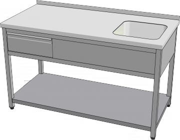 KSVOZP-1 - Mycí stůl se zásuvkou a policí