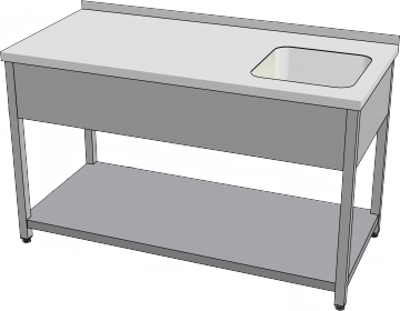 KSVOP - Mycí stůl s lisovaným dřezem a policí