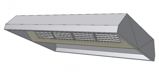 KDVZ 2 - Závěsná digestoř se dvěma řadami tukových filtrů